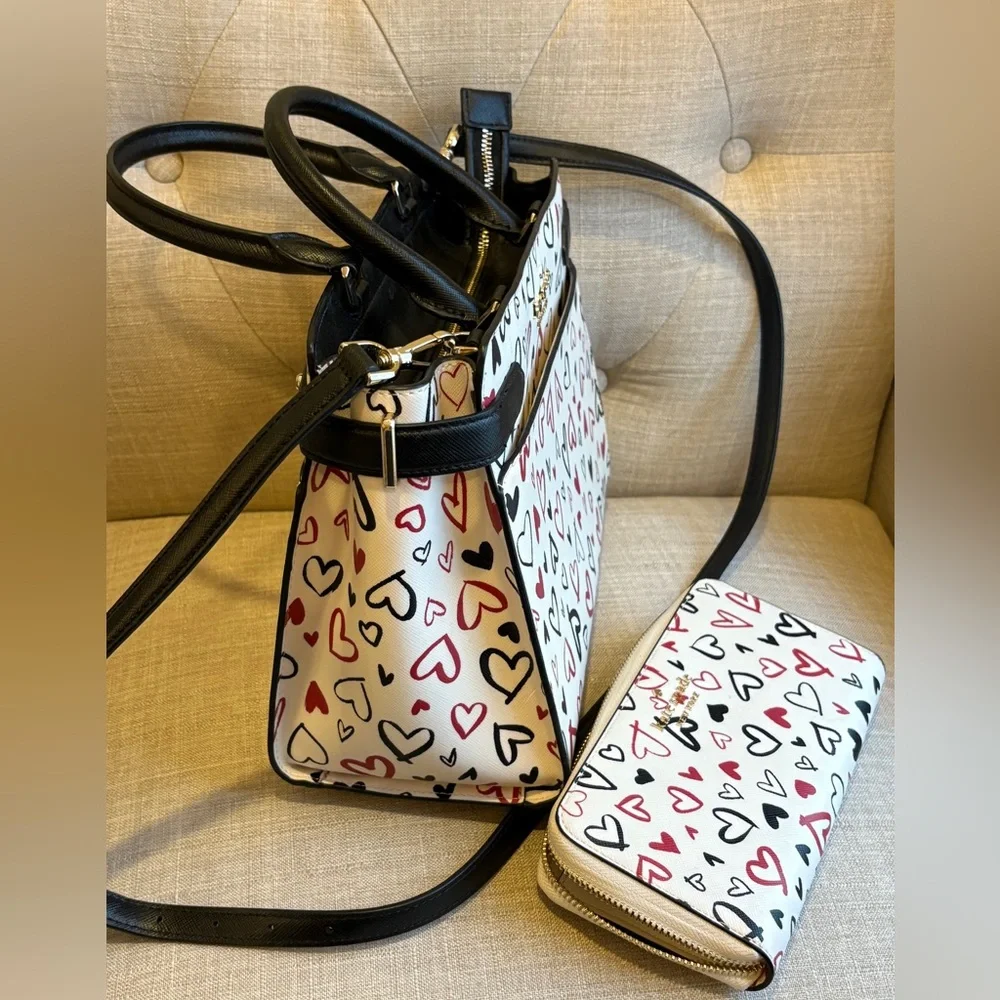 ❤️SOLD!!❤️Kate spade Staci heart printed medium satchel bag & wallet - Picture 5 of 8